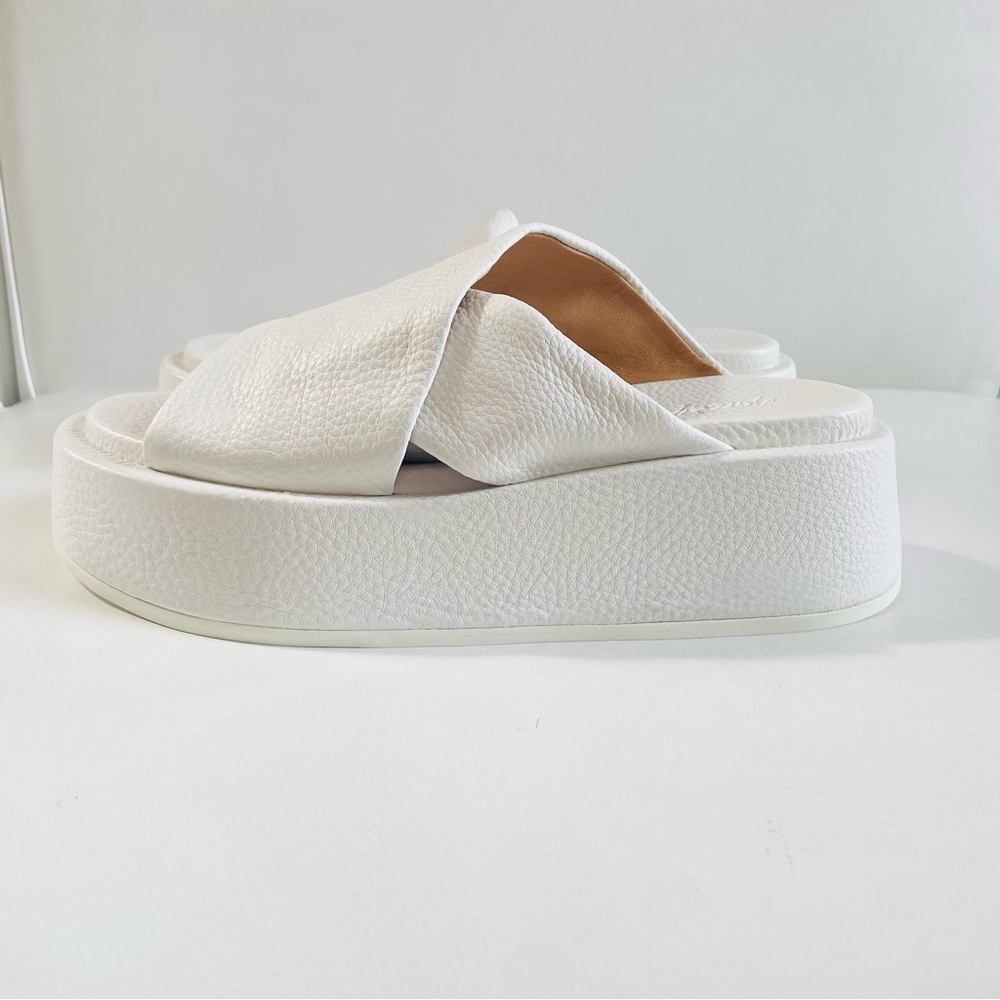 Marsell White Leather Slip-On Platforms Sandals SZ 9.5
